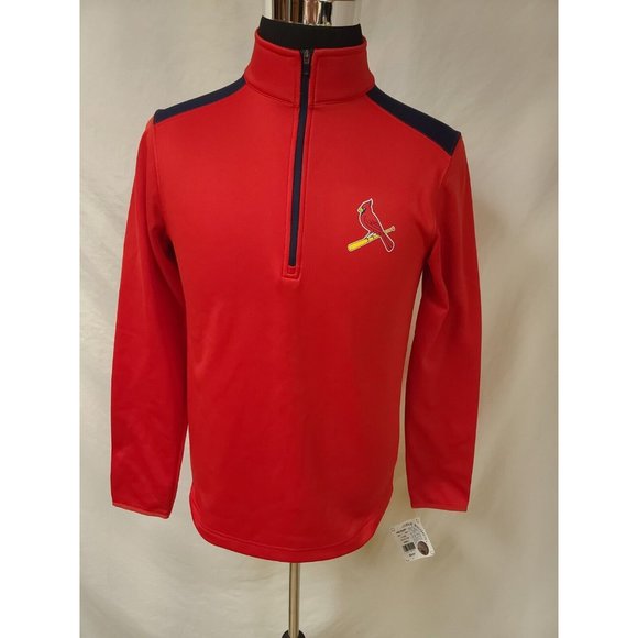 MLB St Louis Cardinals Baseball Mens Small Red 1/4 Zip Pullover Jacket NWT - Picture 12 of 12